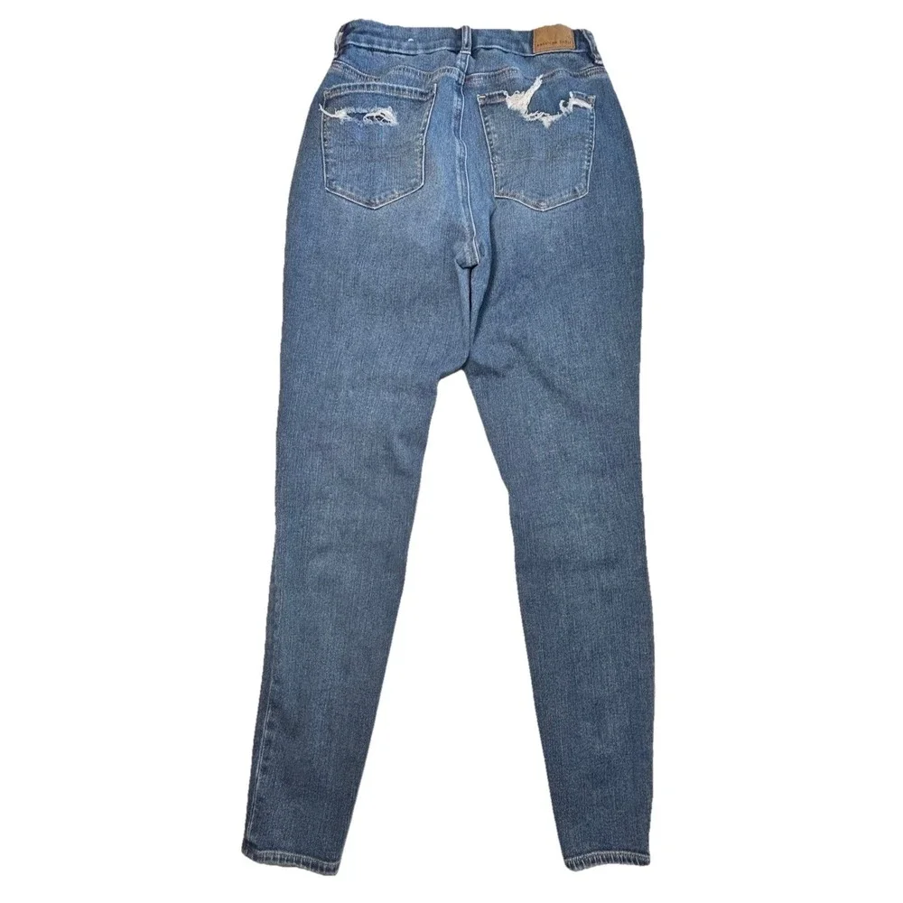 American Eagle Dream Jean High Rise Skinny Distressed Ripped 2 Regular Blue‎